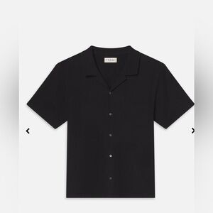 Frame jacquard Men's Classic Black Button Down short sleeve Shirt